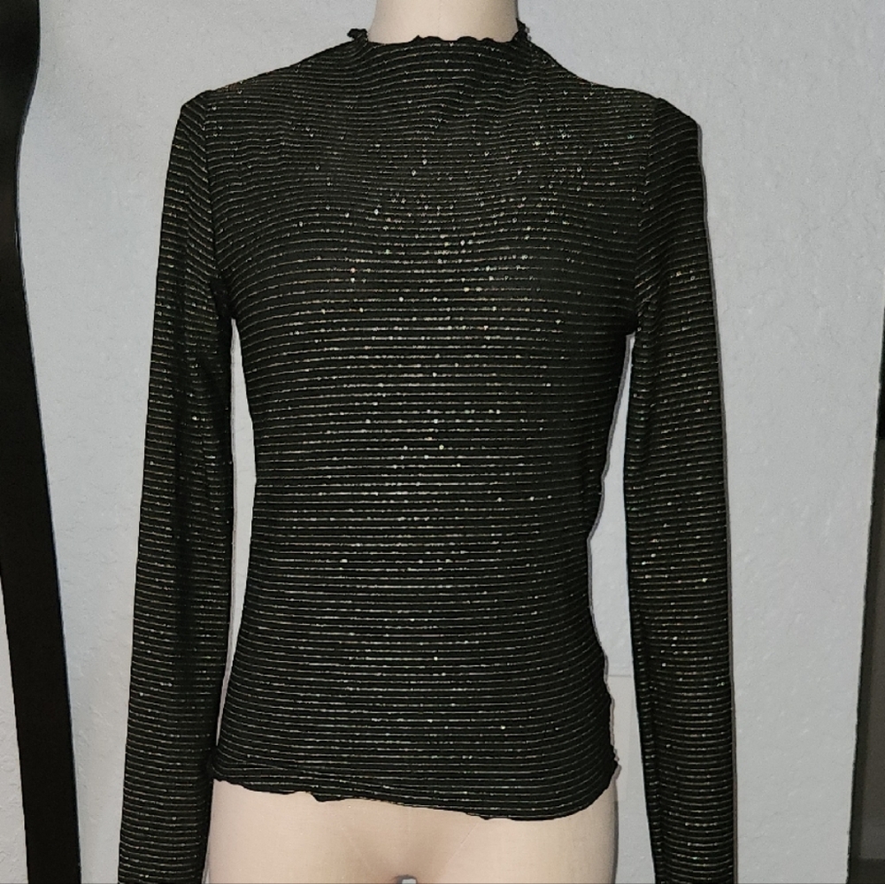 Caution To The Wind Black and Gold Long Sleeve Top